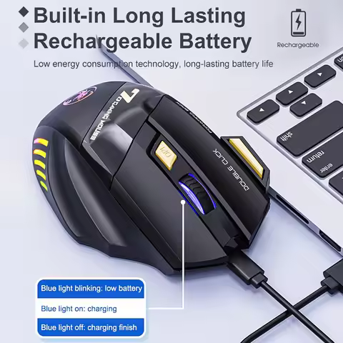 IMice GW-X7 7 Buttons 2.4G RGB Wireless Mouse Mute Ergonomic Gaming Office Mice