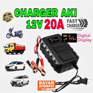 Cas aki mobil truk motor 12 volt 20A Otomatis / smart fash charger aki 12V 20A / intelegent chip ind