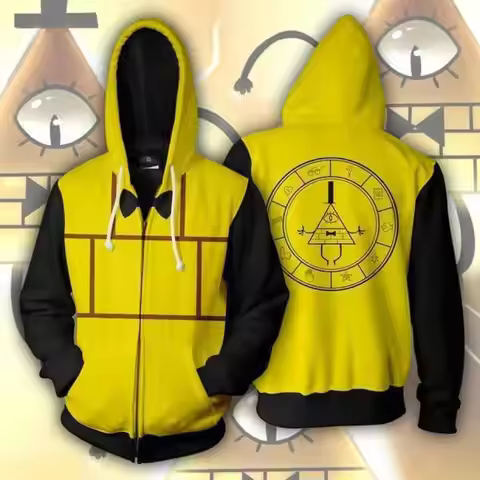 Gravity Falls Cosplay Bill Cipher Hoodies Gravity Falls Costume Zipper Jacket Halloween Cosplay Swea