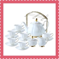 White English Teapot Set Tea Set English Style 6 Persons Milk Jug Sugar Bowl Min