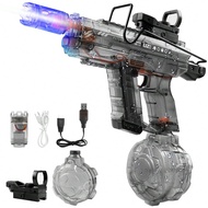 Uzi Flashing Electronic Water Blaster Toy For Kids Boys, High Pressure Long Range Sprayer For Outdoo