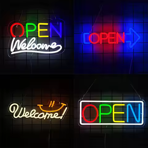Open Welcome Neon Sign, Led Letter Business Icon, Club, Bar, Beauty Salon, Shop Window Decor, Enhanc