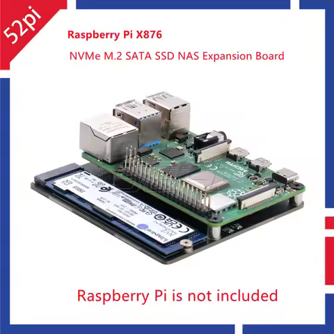 52Pi Raspberry Pi X876 NVMe M.2 SATA SSD NAS Expansion Board Support Key-M 2280 SSD for Raspberry Pi