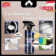 [SG] 500ml Rinse Free Car Interior Cleaning Foam Spray Car Seat Cleaning Car Wash Car Seat Care Leat