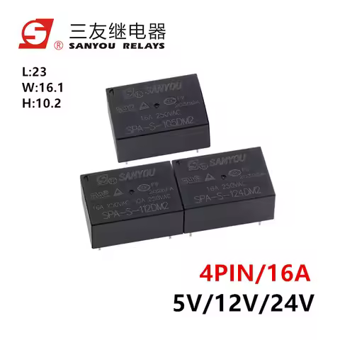 1Pcs SANYOU Relay SPA-S-105/112/124DM2 4Pin 16A Compatible NT75 RE-105DM1 HF7520-005/012/024 5V 12V 