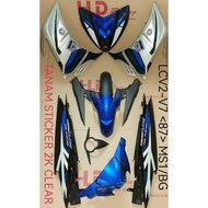 LC135 V6 COVER SET YAMAHA LC135 STD DESIGN (87) HLD WITH SIAP STICKER BG+PINK / DNLGM1+BG / MS1+BG
