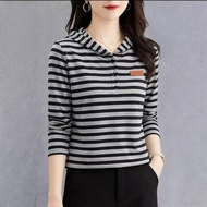 Women's Casual Slim Hoodie - Long Sleeve Stripe Design | 5XL