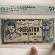 100 rupiah 1945 Keris PMG50 uang kuno indonesia