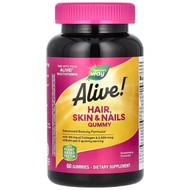 美國Nature's Way, Alive! 肌膚髮質營養補充軟糖 草莓味 60粒