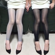 8D马油大码油亮反光开档九分丝袜性感薄款细致九分马油袜男女通穿