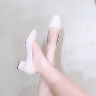 Giày Tiếp Viên Hàng Không Nữ 3p Da Thật Mũi Vuông Guốc Công Sở Nữ Cao Gót Đế Vuông Da Mềm NUDDO N3D0