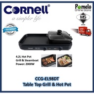[Online Exclusive] Cornell 2-in-1 Steamboat BBQ Non-Stick Grill Hot Pot Set CCG-EL98DT