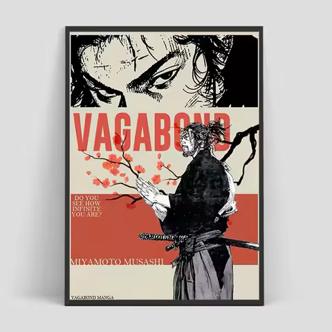 Vintage Japanese Anime Wall Art Miyamoto Musashi Vagabond Bushido Warrior Poster Tableau Decoration 