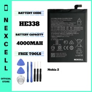 NEXCELL Bateri Serasi untuk Nokia 2 Battery Bateri HE338 ( 4000mAh ) with Free Opening Tools