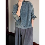 Korean Oba Niche Buttons Deconstruct High-Neck Denim Jackets For Men And Women Korean Casual Short D