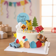 406pcs/4pcs Large McQueen Car Cake Topper Leaf Digger Cake Decorating Accessories Road Sign Birthday