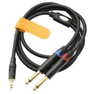 3.5 To 6.35 Stereo Cable 1/8 Inch TRS Stereo To Dual 1/4 Inch TS Mono Y-Splitter Cable 3.5mm Aux Min