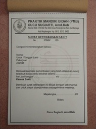 Blanko Surat keterangan izin cuti / sakit / hamil isi100 Lembar