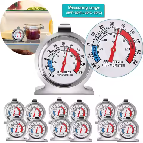2 Pack Refrigerator Thermometer -20-80°F Classic Fridge Thermometer Large Dial with Red Indicator Th