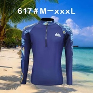 [ 617 ] men's quicksilver rush guard long-sleeved half zipper swimwear quick-drying sunscreen