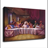 Poster Seni Dinding Canvas Jesus Perjamuan Akhir Gaya Afrika Amerika Saiz 24x36inchi Tanpa Bingkai