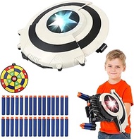 Superhero Shield Dart-Blasting Toys for Nerf Guns-Toys for 6 7 8 9+ Year Old Boys,Kids Roleplay Toy with Lights, with 30 Darts