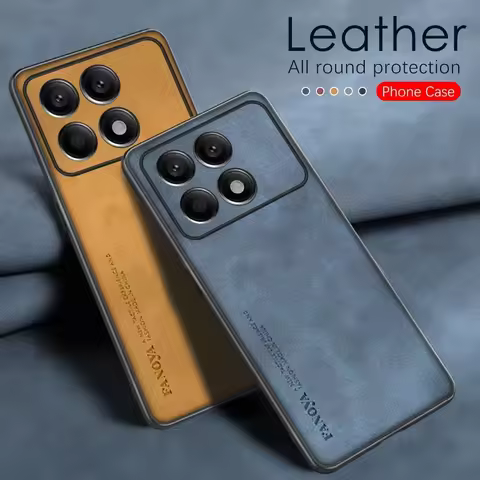 Case for Poco X6 Pro TPU Soft Frame Sheepskin Leather Back Coque for Poco X6Pro Cover Camera Protect