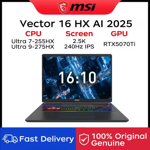 2025 MSI Vector 16 HX AI Gaming Laptop 16 Inch 2.5K 240Hz IPS Screen Netbook Ultra 9-275HX 32GB 1TB 