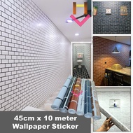 45cm x 10m Brick Wallpaper Kertas Dinding Bata Wall Sticker Wallpaper Dinding Ruang Tamu Wallpaper D