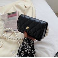 Ha73 Pearl Chain Crossbody Bag, Beautiful Soft Leather, Youthful Style, Size 17