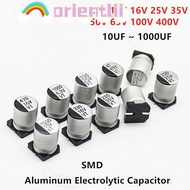 ORIENTLIIY 100pcs SMD Aluminum Capacitor 680UF 1000UF 1500UF Low ESR Impedance 10V 16V 25V 35V 50V 400V 6.3V to 100V
