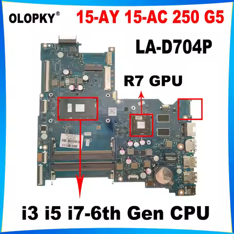BDL50 LA-D704P Mainboard for HP Pavilion 15-AY 15-AC 250 G5 Laptop Mainboard with i3 i5 i7-6th Gen C