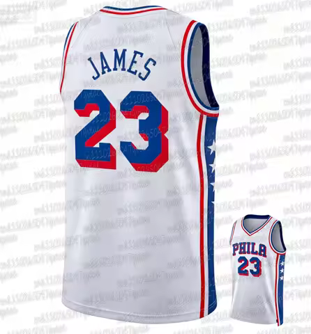 New Hot Selling Family Matching Basketball Vest No.23 Royal White 76ers Jersey Oversized Quick Dryin