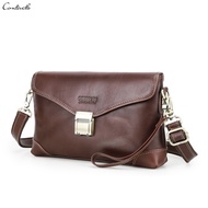 CONTACTS Genuine Leather Men Clutch Bags Small Shoulder Bags for 8.3 iPad Mini Password Designer Mal