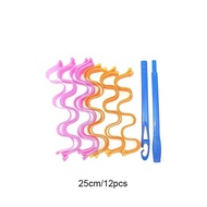 12Pcs/Set Alat Pengeriting Rambut Manual Heatless Hair Curler Gulungan Rambut Tanpa Catokan