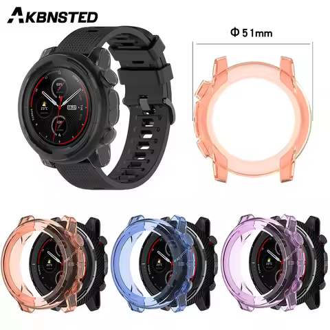 AKBNSTED TPU Transparent Silicone Protective Shell For Xiaomi Huami Amazfit Stratos 3 Smart Watch Re