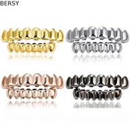 BERSY Teeth Grillz Top Bottom Set, Glossy  Anti Slip Teeth Grillz Caps, Trendy Gold Silver Shiny Tee