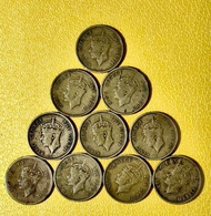 10個 1949 香港舊硬幣 男頭佐治六世 一毫 1毫 $0.1