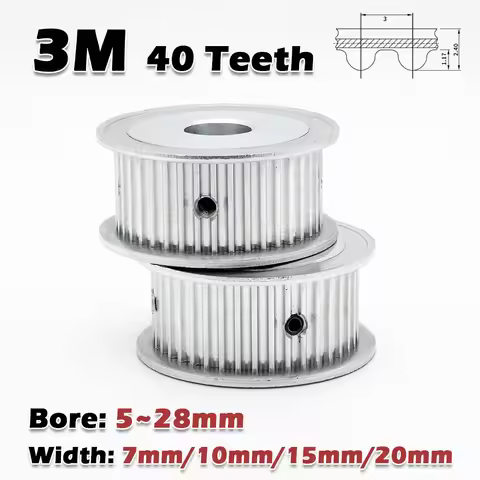 HTD 3M 40 Teeth AF Timing Belt Pulley Bore 5~28mm HTD3M 40T Width 7~21mm Keyway 3~8mm 40Teeth Drivin