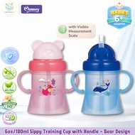 Momeasy 6oz/180ml PP Sippy Straw Baby Training Cup Bear with Handle for 6+M Baby to Kids Cup Utensil