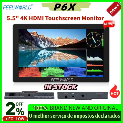 FEELWORLD P6X 5.5" Camera Monitor 1000nit 4K-HDMI DSLR Camera 3D LUT Touch Screen Field Monitor，