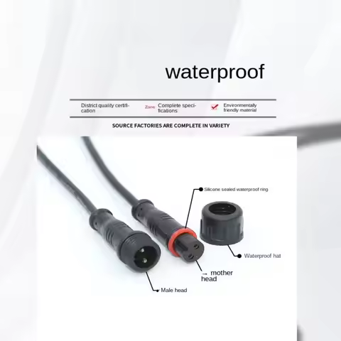 2Pin 3Pin 4Pin Male to Female Led Connector IP67 Black Cable Waterproof Wire Led Connector 20CM 2Pin
