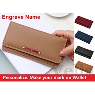 VELLA Women's Wallet DIY Engraved Gift Name Ukir Long phone Bag Beg Duit Dompet Perempuan Wanita Car