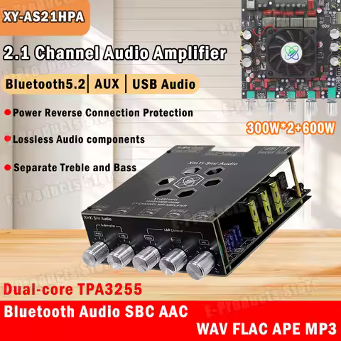 XY-AS21HPA Digital Sound Amplifier Board 2.1 Channel Dual TPA3255 Subwoofer Bluetooth 5.2 High-Power