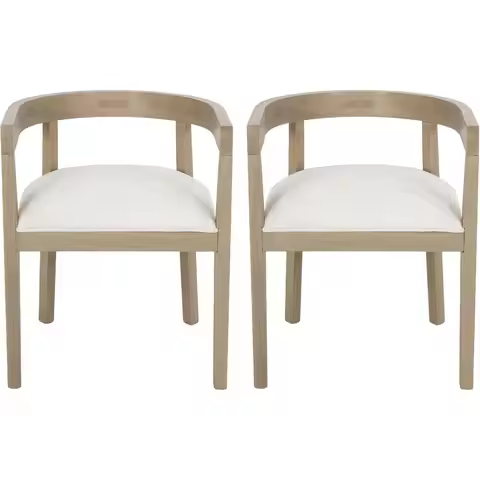 Dining Chairs - Fabric and Wood - Light Ash/Beige, Set of 2