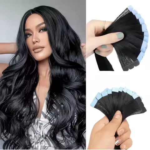 Two Side Mini Tape in Human Hair Extensions 12-20 Inch Human Hair 3x0.8cm Invisible Tape 10pcs/pack 