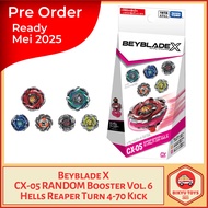 Beyblade X CX-05 Hells Reaper Ratchet 4-70 Bit K Kick Rhino Charge 4-55 Dot Hee Random Booster Set V