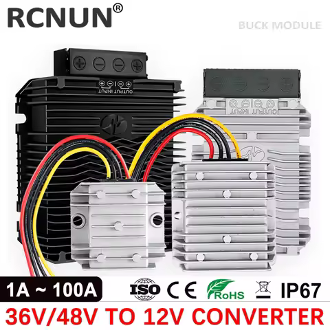 RCNUN Step Down 36V 48V to 12V 2A 5A 10A 20A 30A 40A 50A 60A 80A 100A DC DC Power Converter 48V-12V 