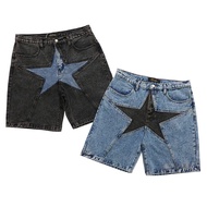 Hot sell High-end star pattern jeans Y2K wide-leg trend casual denim shorts retro American style Harajuku fashion casual loose jeans 2023
