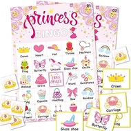 Pink Princess Bingo Games 24 Players Princess Bingo Games Cards for Garden Tea Party Decorations Roy